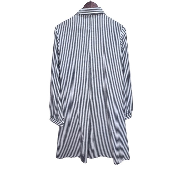 Miss Look Lightweght Striped Peacoat Trench Coat Size Large - Picture 13 of 13